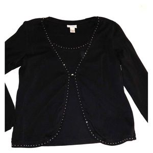Rhinestone lined top with attached jacket
